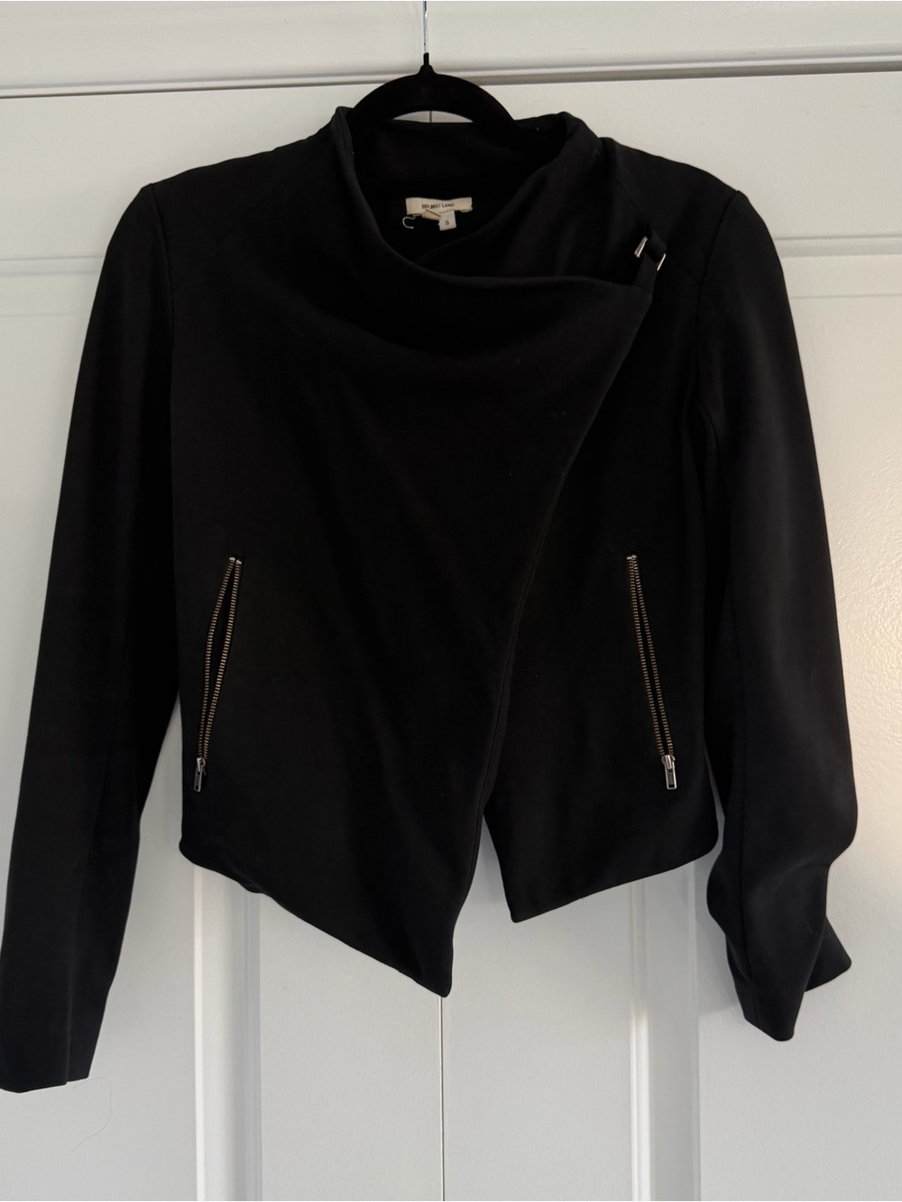 Helmut Lang Black Moto Style Cropped Bomber Blazer Jacket - Size S